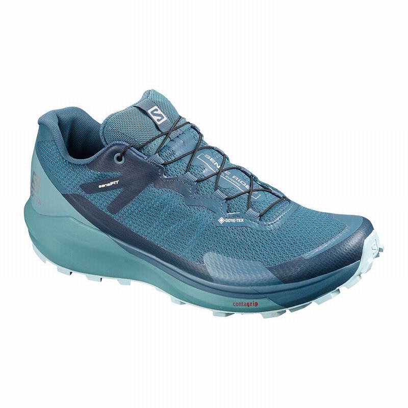 Salomon Israel SENSE RIDE 3 GTX INVIS. FIT W - Womens Trail Running Shoes - Turquoise/Blue (AKNF-617